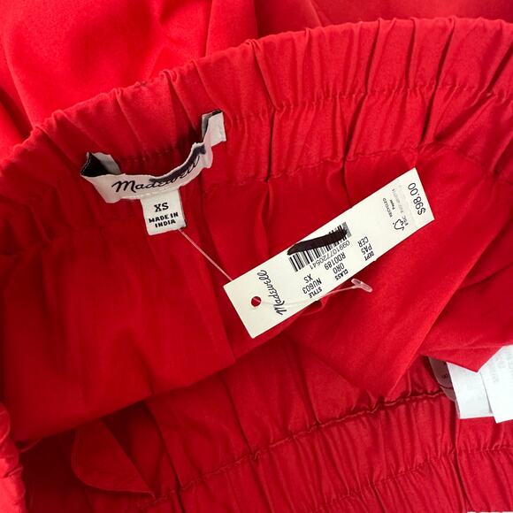 Madewell Poplin Midi Skirt Cotton A Line Cerise Red Minimalist Pockets XS NWT - Picture 9 of 16
